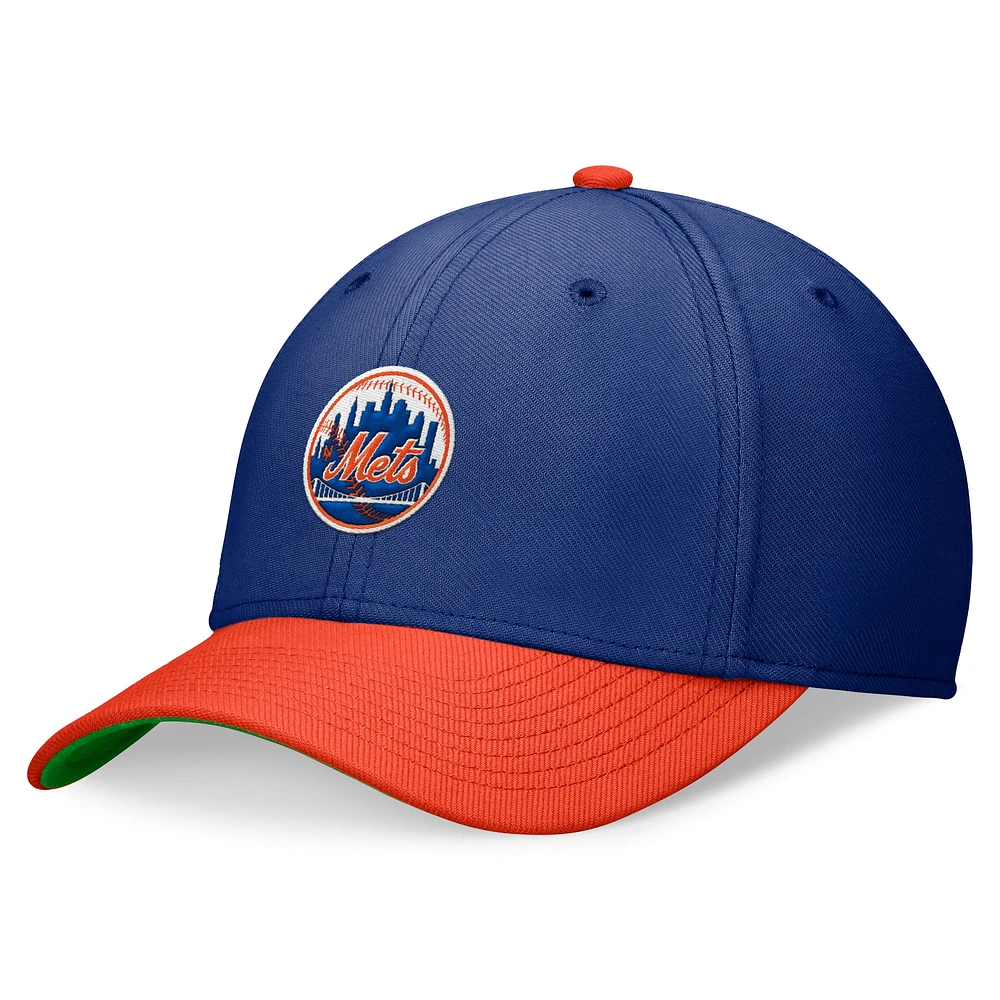 Casquette de performance Nike Royal/Orange New York Mets Cooperstown Collection Rewind Swooshflex pour homme