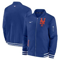 Blouson aviateur entièrement zippé Nike Royal New York Mets Authentic Collection pour homme