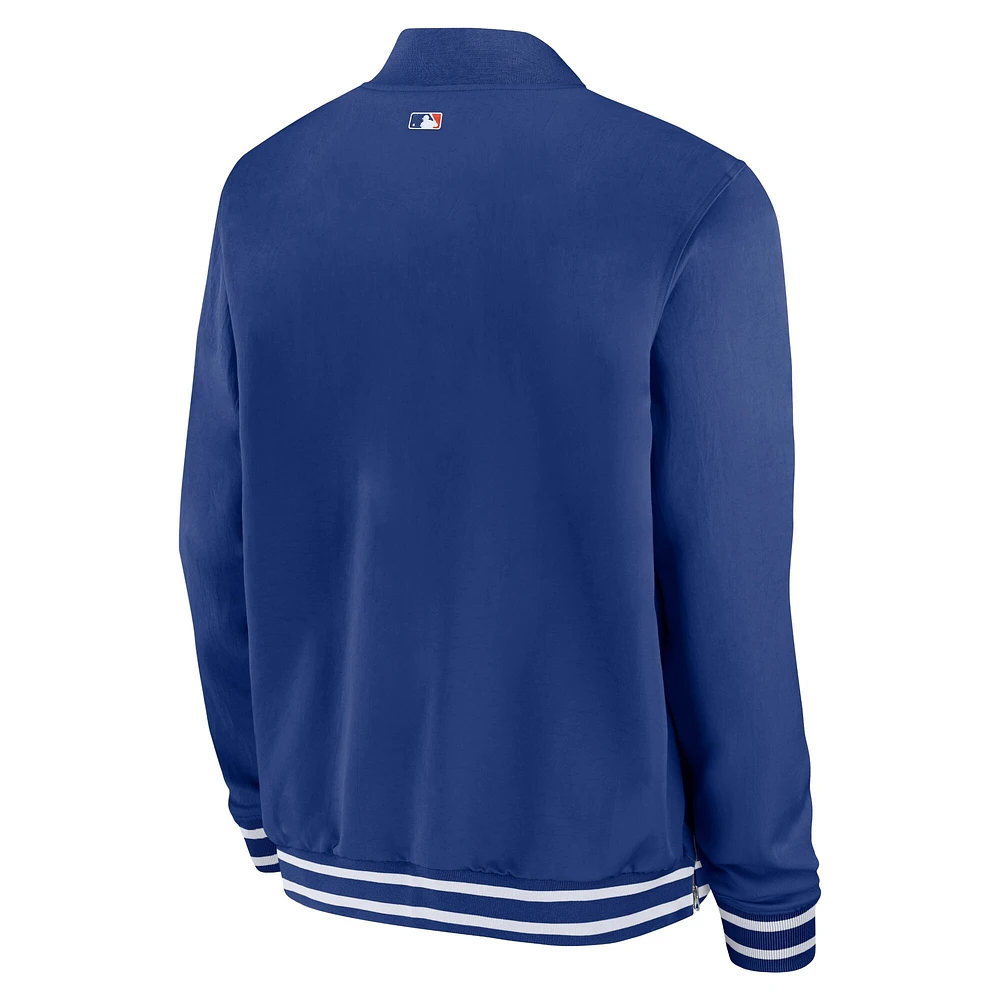 Blouson aviateur entièrement zippé Nike Royal New York Mets Authentic Collection pour homme