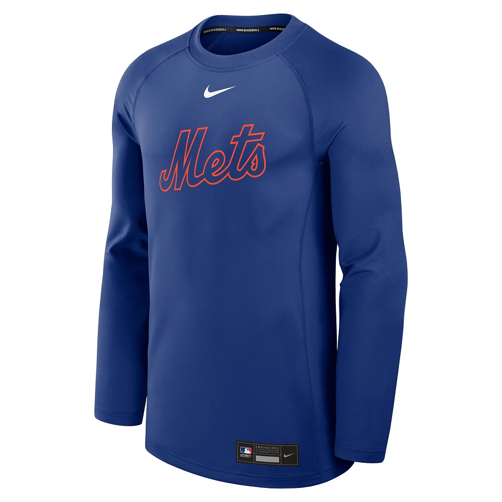 Men's Nike Royal New York Mets Authentic Collection Game Time Raglan Performance Long Sleeve T-Shirt