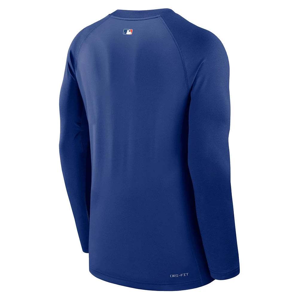 Men's Nike Royal New York Mets Authentic Collection Game Time Raglan Performance Long Sleeve T-Shirt