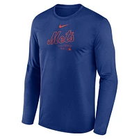 T-shirt à manches longues Nike Royal New York Mets Authentic Collection Practice Performance pour homme