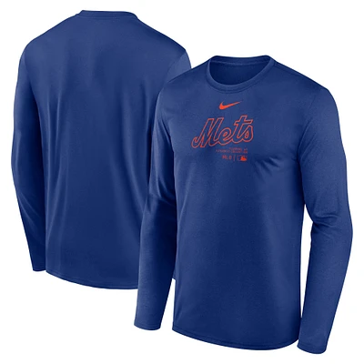 T-shirt à manches longues Nike Royal New York Mets Authentic Collection Practice Performance pour homme