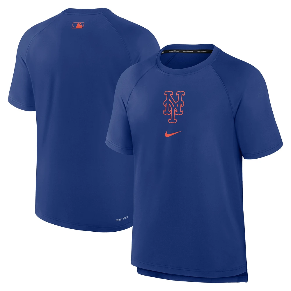 T-shirt de performance raglan d'avant-match Nike Royal New York Mets Authentic Collection pour homme