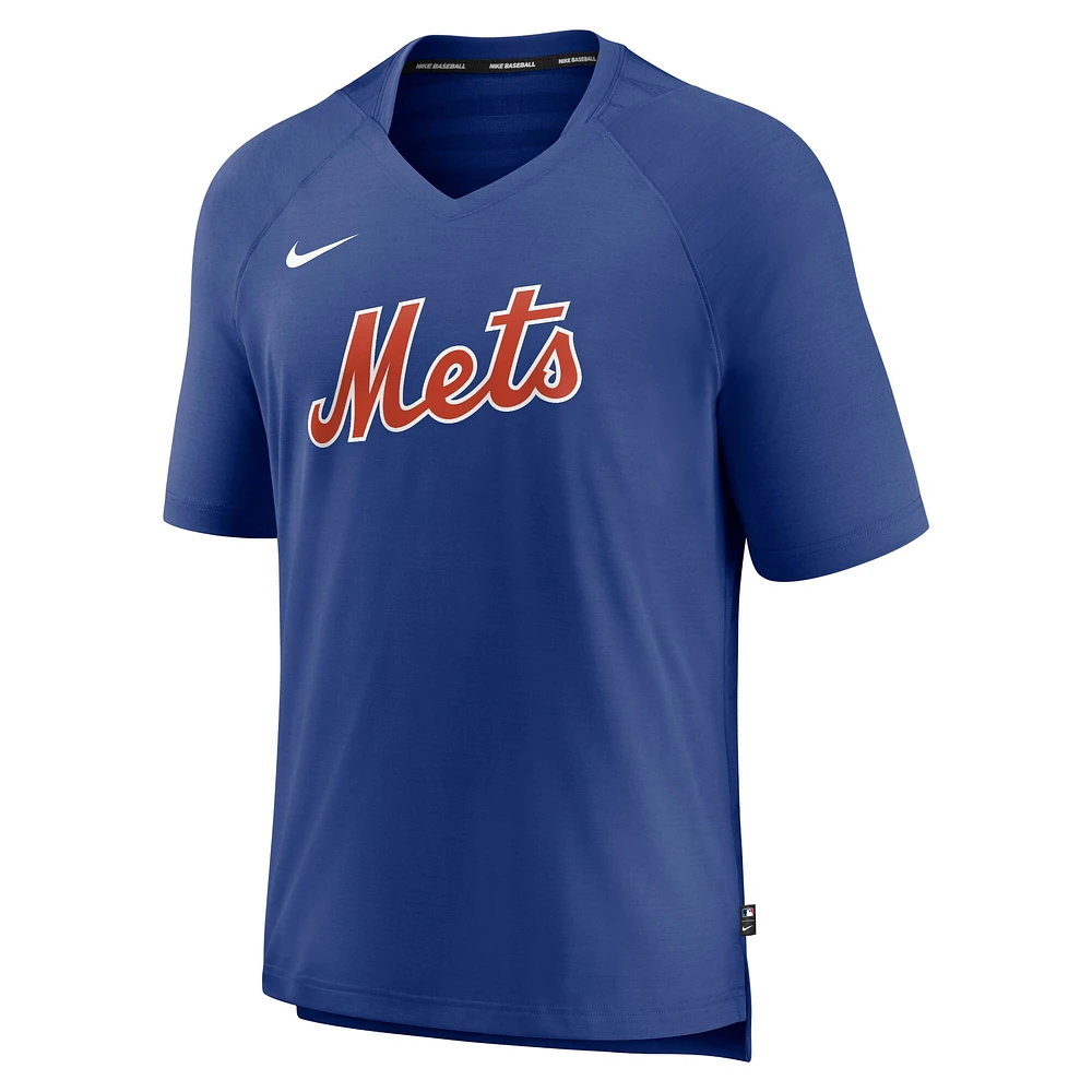 T-shirt à encolure en V Performance raglan d'avant-match Nike Royal New York Mets pour homme