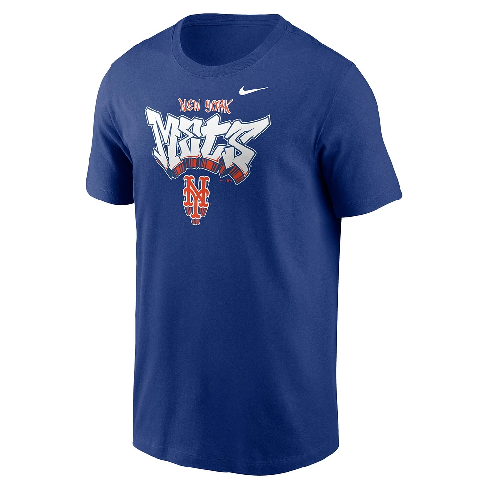 T-shirt pour homme Nike Royal New York Mets Graffiti Hometown