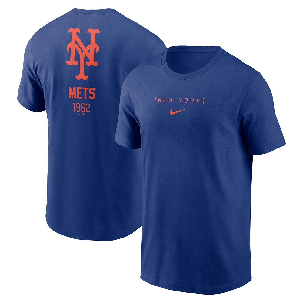 T-shirt Nike Royal New York Mets avec grand logo dans le dos pour homme