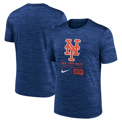 T-shirt Nike Royal New York Mets Velocity avec grand logo pour homme