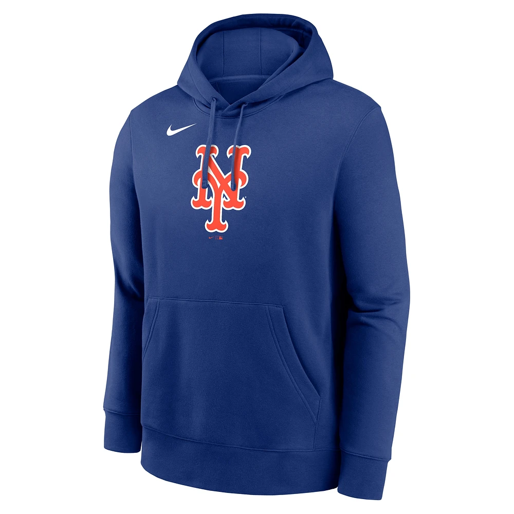 Sweat à capuche en molleton Nike Royal New York Mets Logo Club pour homme