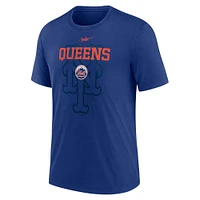 T-shirt à trois mélanges rétro Rewind des Mets de New York Royal Nike pour homme