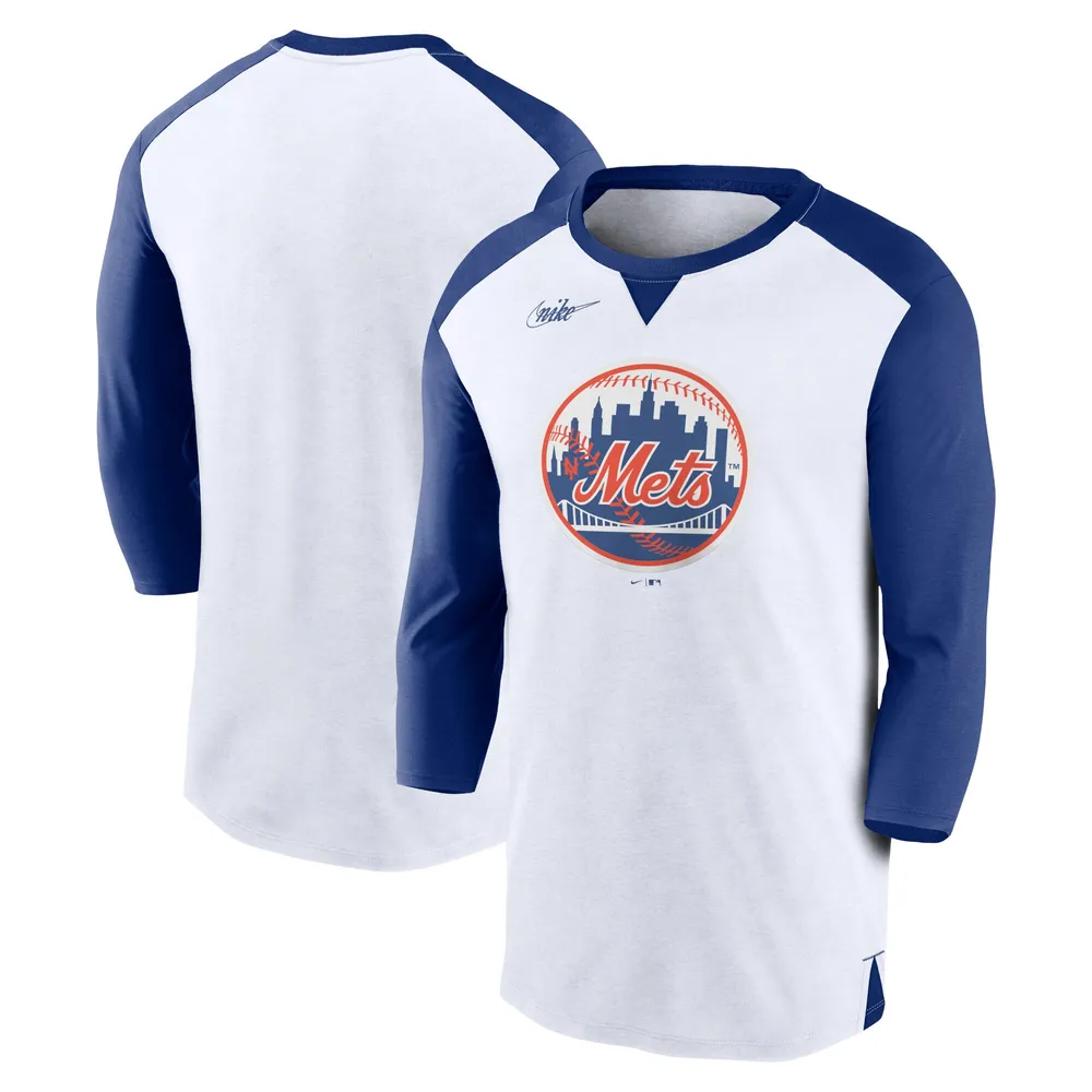 Lids New York Mets Nike Rewind 3/4-Sleeve T-Shirt - White/Royal