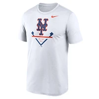 T-shirt Nike blanc pour homme avec logo New York Mets Icon Legend Performance