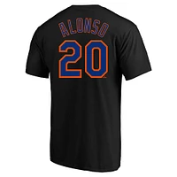 T-shirt avec nom et numéro Pete Alonso pour hommes, noir, New York Mets, grand