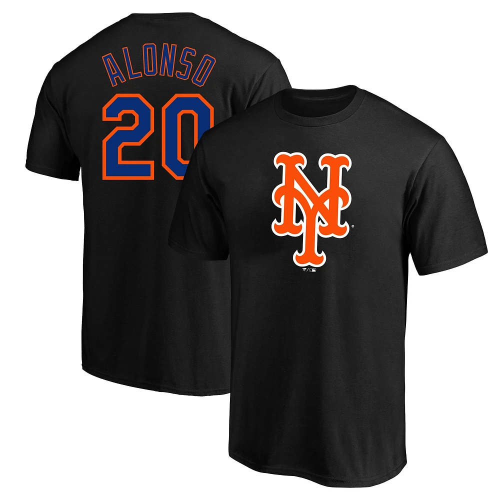 T-shirt avec nom et numéro Pete Alonso pour hommes, noir, New York Mets, grand