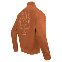 Men's Pro Standard Brown New York Mets Paint The City Twill Full-Zip Jacket