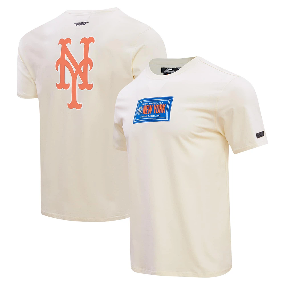 T-shirt avec badge de membre du club des Mets New York Pro Standard crème pour hommes