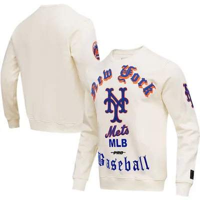 New York Mets Pro Standard Cooperstown Collection Retro Old English Pullover Sweatshirt - Cream