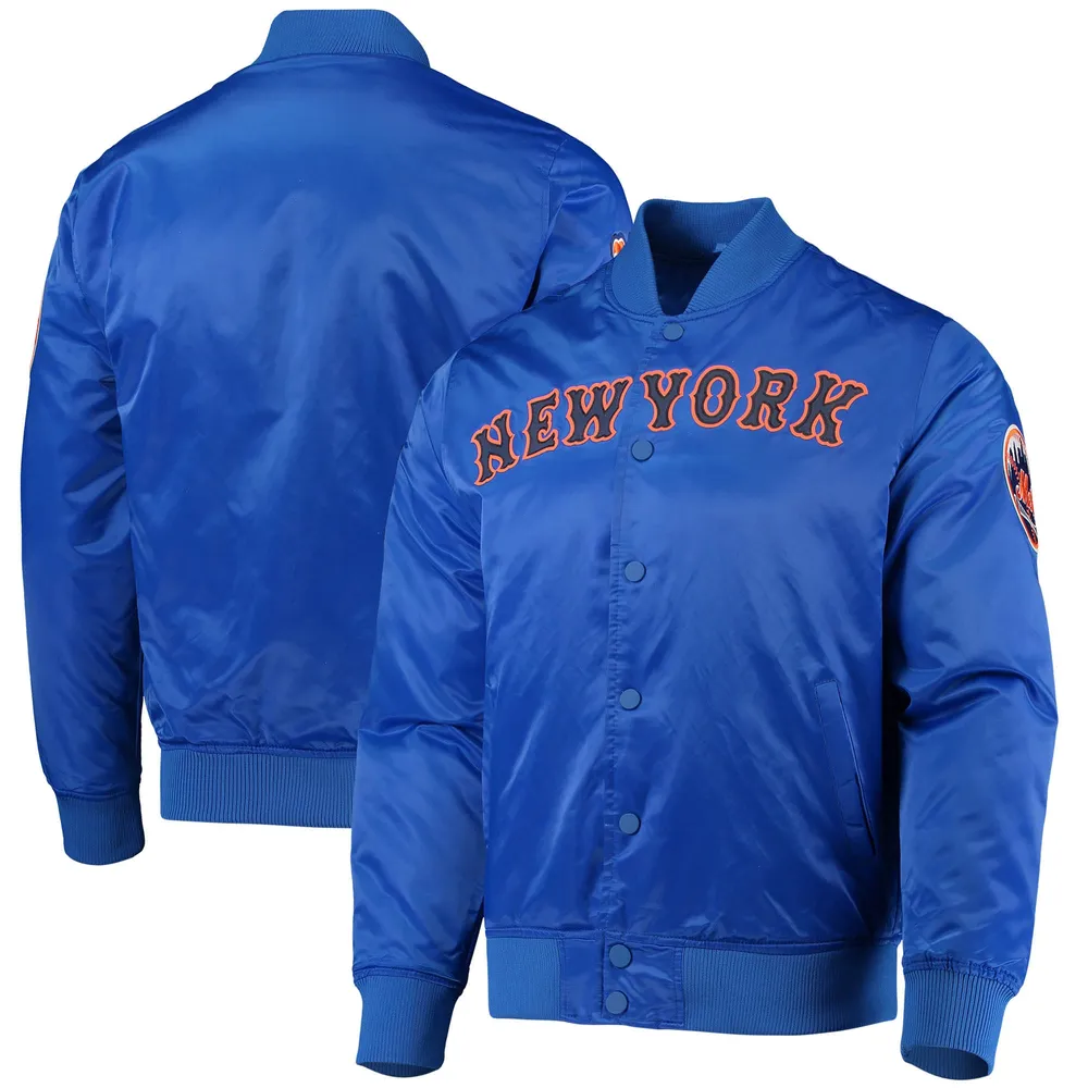 New York Mets Varsity Royal Blue Orange and White Satin Jacket