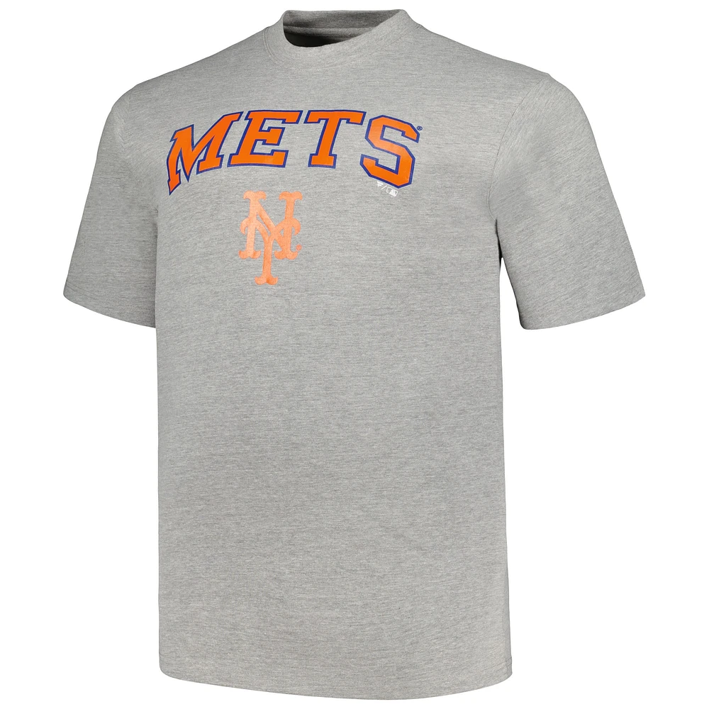 Ensemble de t-shirts Profile Big & Tall New York Mets pour homme Noir/Gris chiné