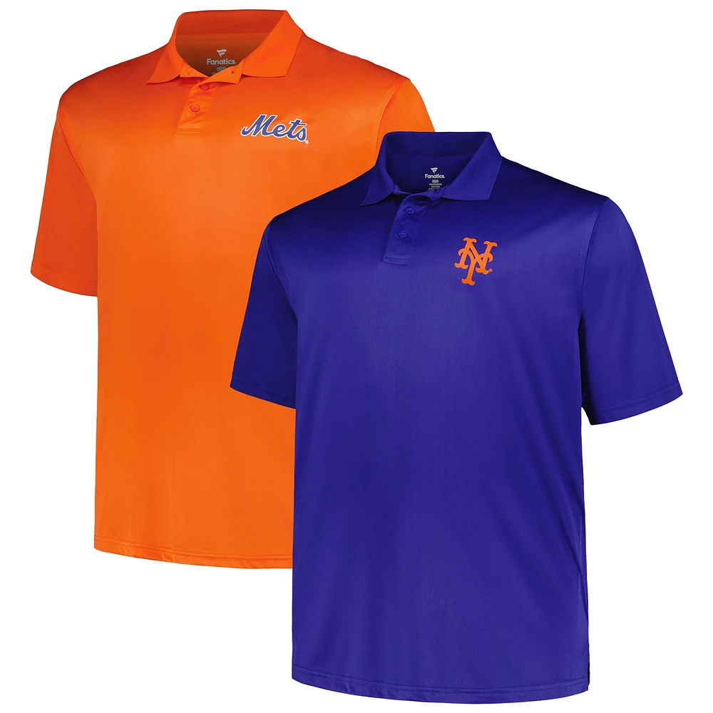 Ensemble de deux polos unis pour hommes Profile Royal/Orange New York Mets Big & Tall