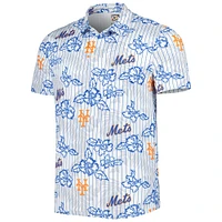 Men's Reyn Spooner White New York Mets Cooperstown Collection Puamana Print Polo