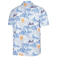 Men's Reyn Spooner White New York Mets Cooperstown Collection Puamana Print Polo