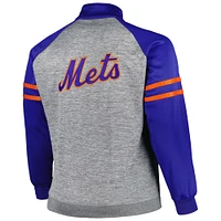 Men's Royal/Heather Gray New York Mets Big & Tall Raglan Full-Zip Track Jacket