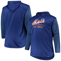 Men's Royal/Heathered Royal New York Mets Big & Tall Wordmark Club Pullover Hoodie