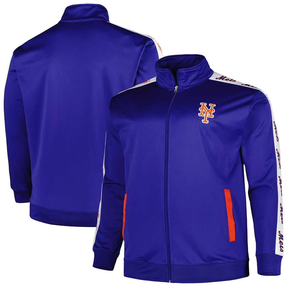 Royal New York Mets Big & Tall Veste de survêtement entièrement zippée en tricot pour homme