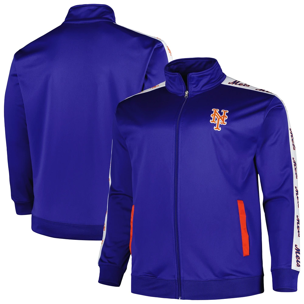 Men's Royal New York Mets Big & Tall Tricot Track Full-Zip Jacket