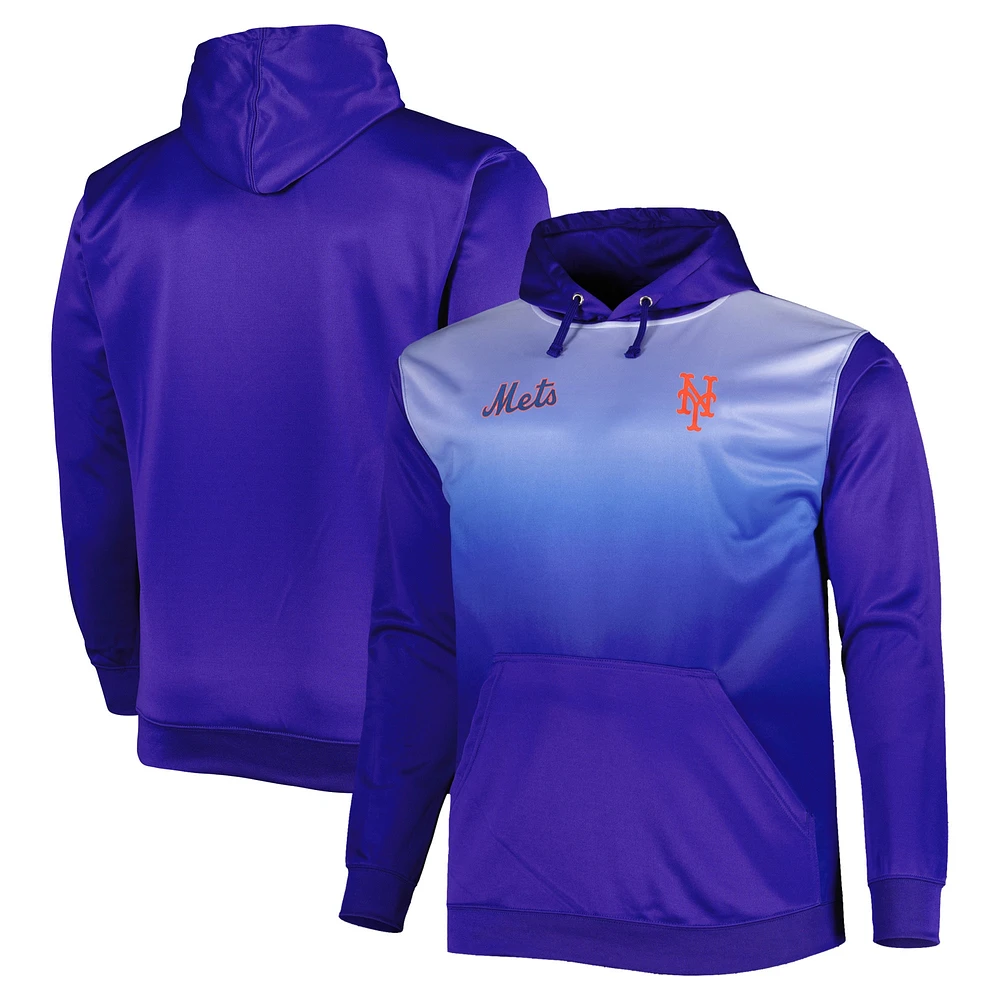 Men's Royal New York Mets Fade Sublimated Fleece Pullover Hoodie