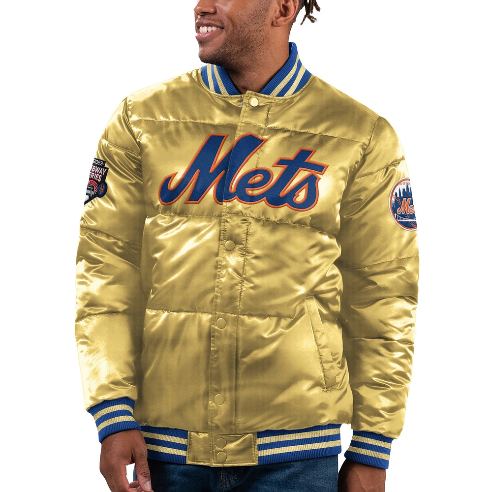 Veste Bomber à bouton-pression Starter Gold New York Mets 2023 Subway Series Bronx pour hommes