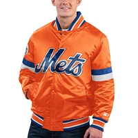 Veste universitaire en satin à bouton-pression pour hommes Starter Orange New York Mets Home Game