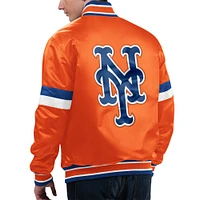 Veste universitaire en satin à bouton-pression pour hommes Starter Orange New York Mets Home Game