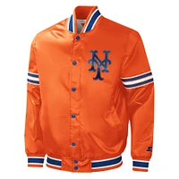 Veste universitaire Starter Orange New York Mets Slider en satin à boutons-pression pour hommes