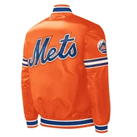 Veste universitaire Starter Orange New York Mets Slider en satin à boutons-pression pour hommes