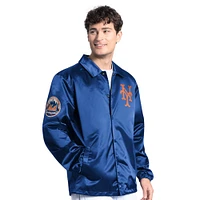 Men's Starter  Royal New York Mets Cooperstown Collection Point Man Full-Snap Coaches Jacket
