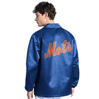 Men's Starter  Royal New York Mets Cooperstown Collection Point Man Full-Snap Coaches Jacket