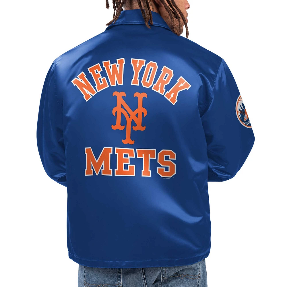 Veste à bouton-pression en satin Starter Royal New York Mets Option Route pour hommes