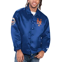 Men's Starter Royal New York Mets Option Route Satin Full-Snap Jacket