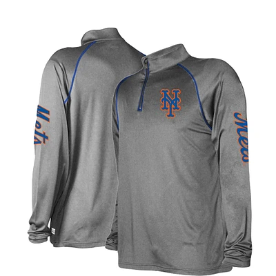 Haut à quart de zip raglan Stitches Heather Grey des Mets New York pour hommes