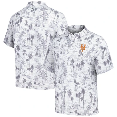 Men's Tommy Bahama Gray New York Mets Sport Cabana Shores IslandZone Tri-Blend Polo