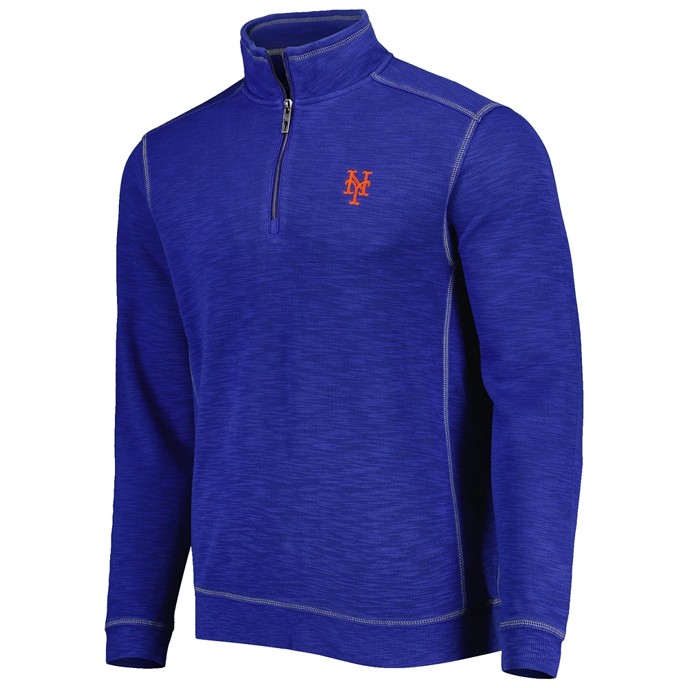 Men's Tommy Bahama Royal New York Mets Tobago Bay Tri-Blend Quarter-Zip Sweatshirt