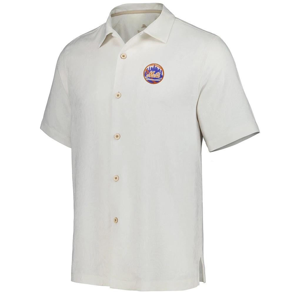 Chemise boutonnée pour homme Tommy Bahama White New York Mets Sport Tropic Isles Camp