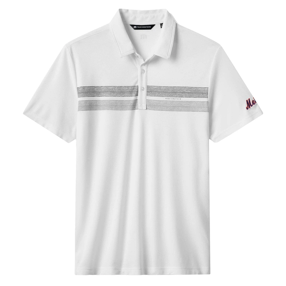 Polo tri-blend blanc Top Recruit des Mets de New York pour homme TravisMathew