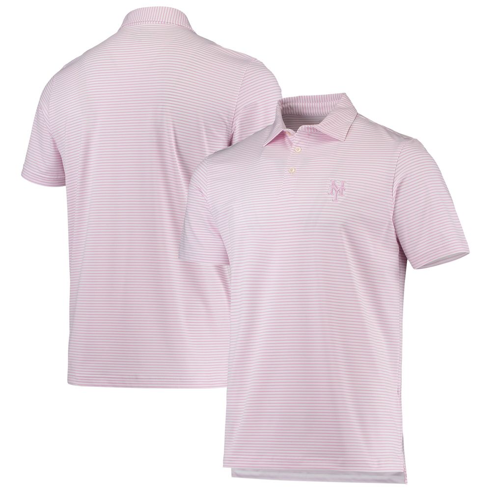 Men's Vineyard Vines Pink/White New York Mets Bradley Stripe Polo