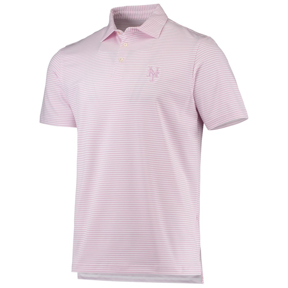 Men's Vineyard Vines Pink/White New York Mets Bradley Stripe Polo