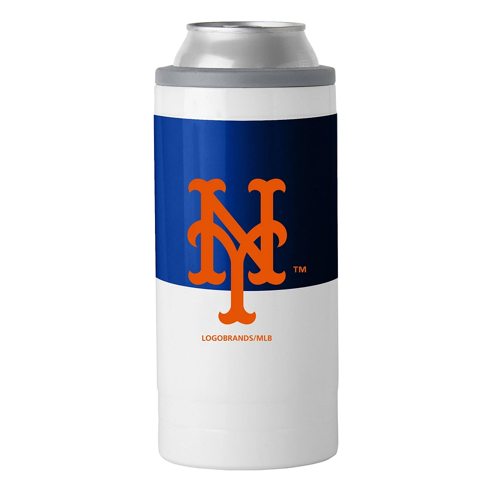 Glacière à canette mince à blocs de couleurs de 12 oz des Mets de New York