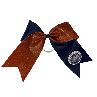 New York Mets Jumbo Glitter Bow with Ponytail Holder