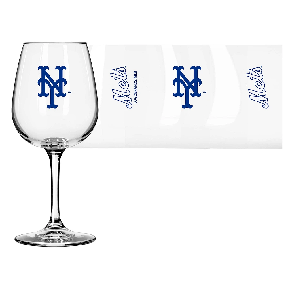 New York Mets Logo 12oz. Stemmed Wine Glass